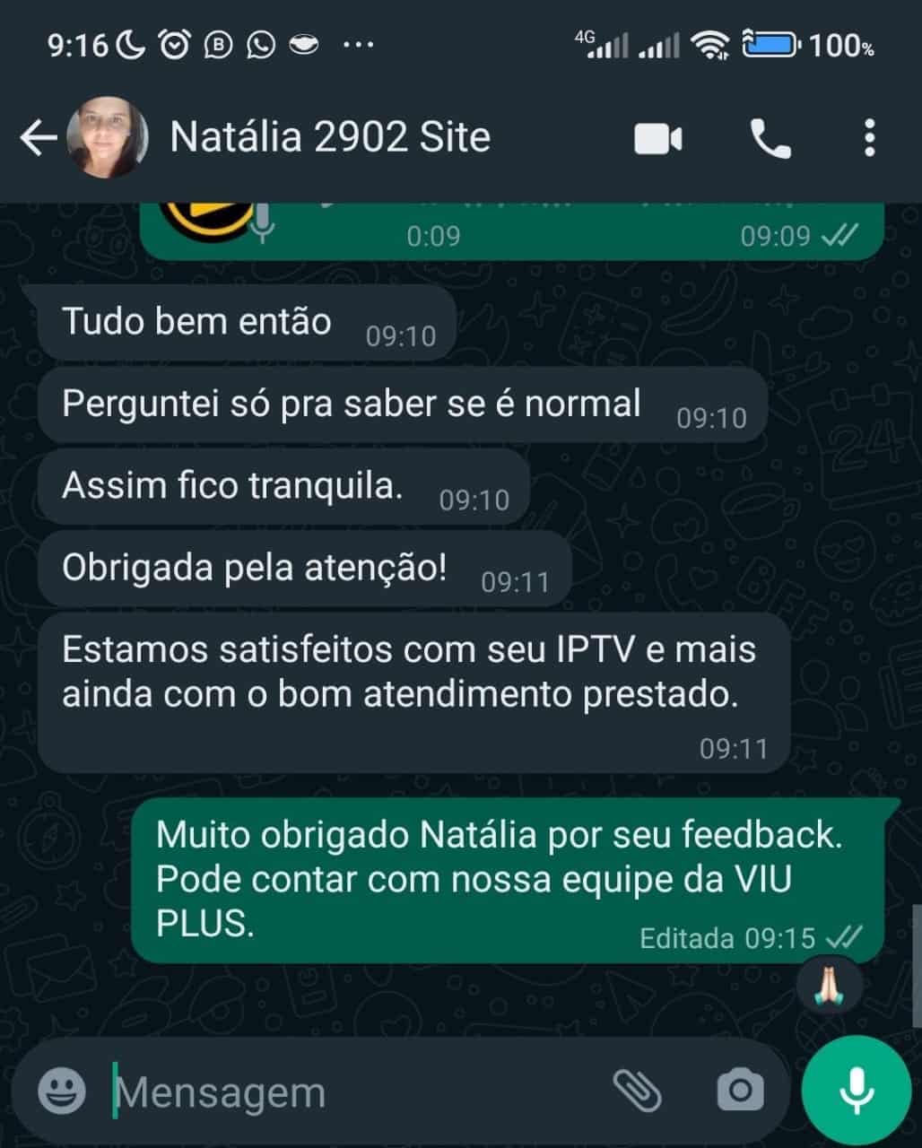 Avaliação de cliente sobre compatibilidade do IPTV com Smart TV