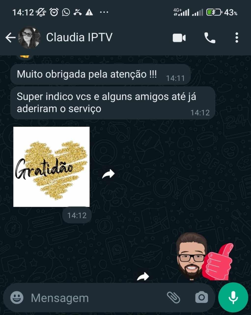Avaliação positiva do serviço IPTV da Viu TV Plus – cliente recomenda